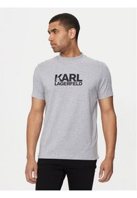 Karl Lagerfeld - KARL LAGERFELD T-Shirt 755087 543236 Szary Regular Fit. Typ kołnierza: dekolt w karo. Kolor: szary. Materiał: bawełna #1