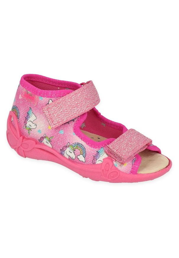 Befado obuwie dziecięce 342P043 różowe wielokolorowe. Kolor: różowy, wielokolorowy. Materiał: bawełna, tkanina
