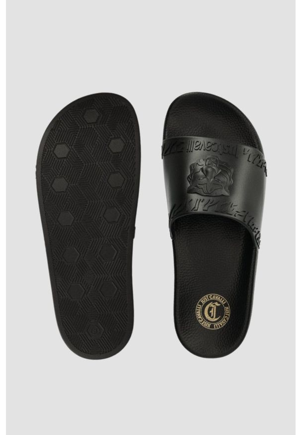 Just Cavalli - JUST CAVALLI Czarne klapki Fondo Pool, Rozmiar 40. Kolor: czarny