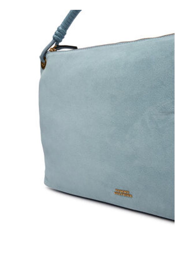 TOMMY HILFIGER - Tommy Hilfiger Torebka Th Statement Leather Bag Suede AW0AW18402 Błękitny. Kolor: niebieski. Materiał: skórzane
