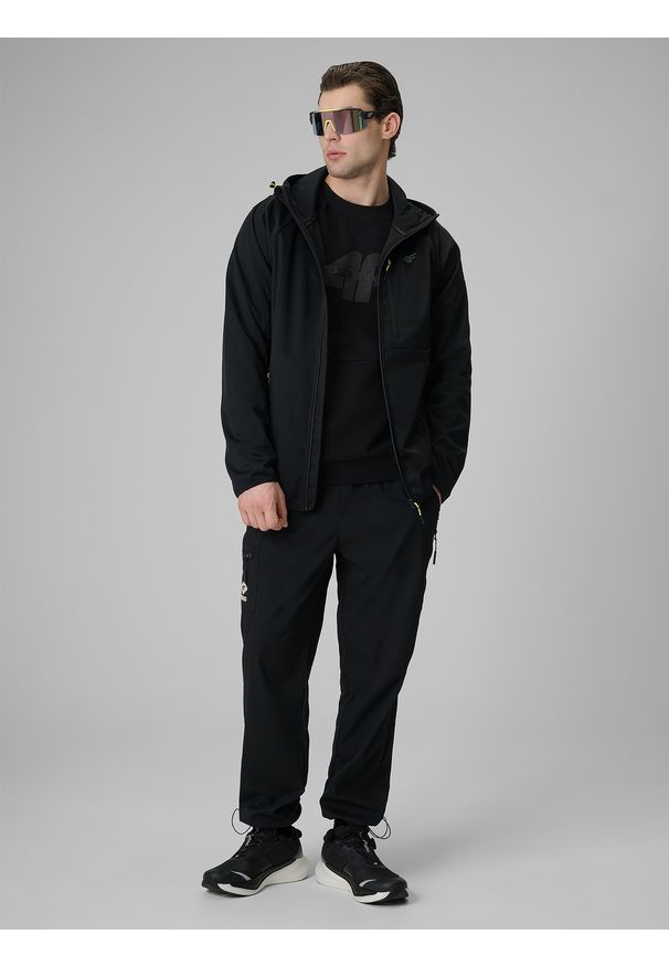 4f - 4F Kurtka softshell wiatroodporna membrana 5000 męska - czarna S. Kolor: czarny. Materiał: softshell. Wzór: gładki