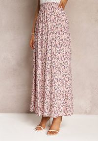 Renee - Różowa Rozkloszowana Spódnica Maxi w Kwiaty Dethuj. Kolor: różowy. Materiał: bawełna, tkanina. Wzór: kwiaty