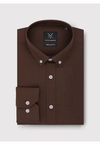 Pako Lorente - PAKO LORENTE – Brązowa bawełniana koszula męska. Kolor: czarny, brązowy, zielony. Materiał: bawełna. Długość rękawa: długi rękaw. Długość: długie. Wzór: gładki #5