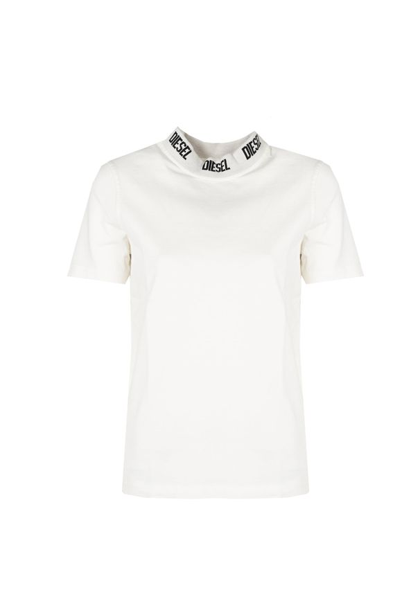 Diesel T-shirt "T-Reg" | A06780-0JFAX | Kobieta | Biały. Okazja: na co dzień. Typ kołnierza: kołnierzyk stójkowy. Kolor: biały. Materiał: bawełna. Styl: elegancki, casual
