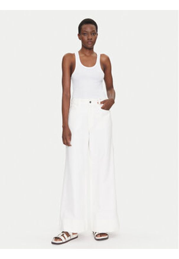 BOSS Jeansy Talashea 50537020 Écru Wide Leg. Kolor: kremowy