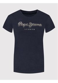 Pepe Jeans T-Shirt Beatrice PL504434 Granatowy Slim Fit. Kolor: niebieski. Materiał: bawełna #4