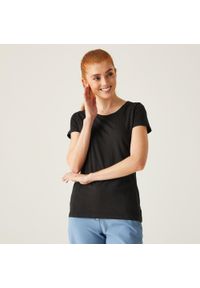 Regatta - Carlie damska koszulka. Kolor: czarny. Materiał: bawełna. Długość rękawa: krótki rękaw. Długość: krótkie