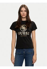 Guess T-Shirt Stacie V4BI00 I3Z14 Czarny Regular Fit. Kolor: czarny. Materiał: bawełna