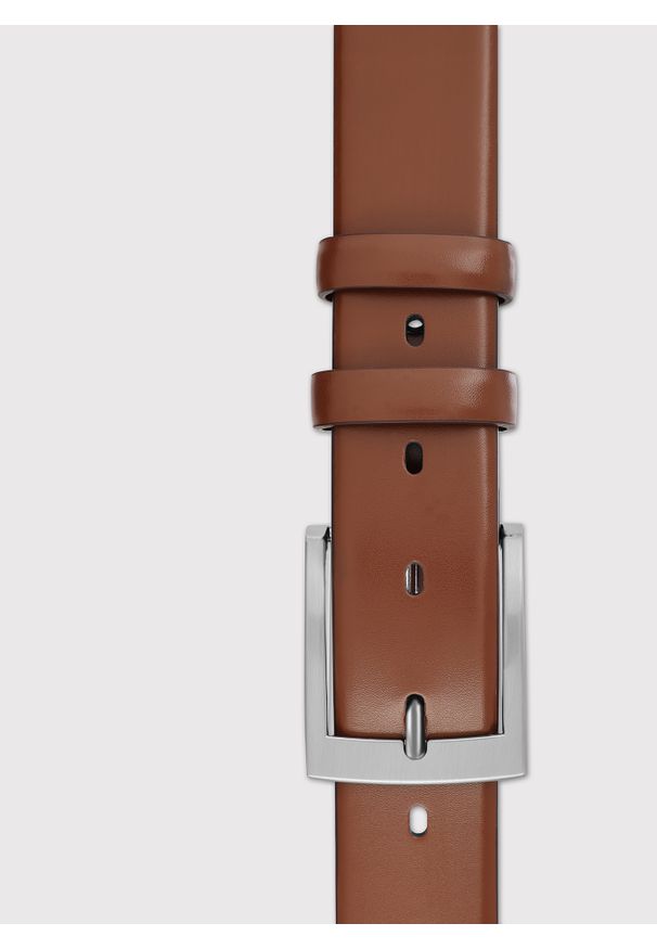 Pako Lorente - PAKO LORENTE - Kamelowy skórzany pasek męski. Kolor: brązowy, czarny. Materiał: skóra