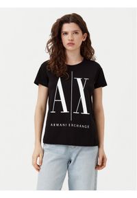 Armani Exchange T-Shirt 8NYTCX YJG3Z 1200 Czarny Regular Fit. Kolor: czarny. Materiał: bawełna