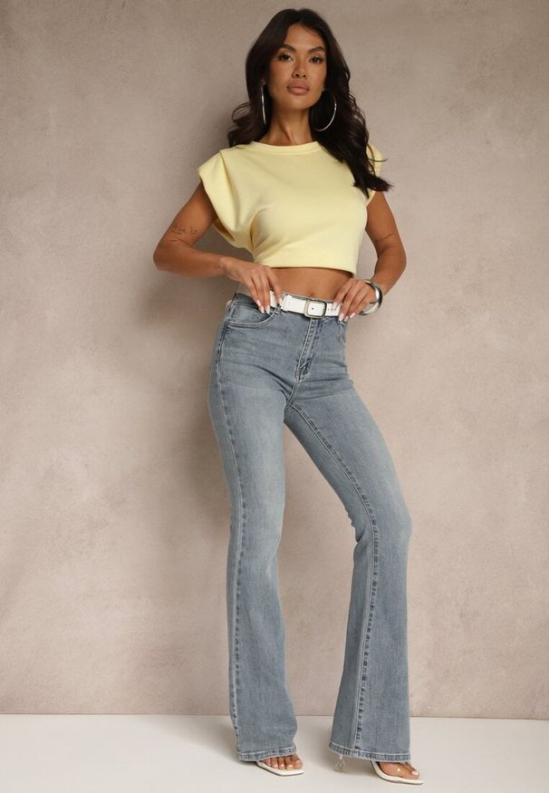 Renee - Niebieskie Jeansy z Bawełny o Kroju Dzwonów Tillurea. Okazja: na co dzień. Kolor: niebieski. Styl: elegancki, casual