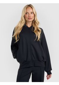 4f - 4F Bluza dresowa rozpinana bez kaptura damska - czarna S. Typ kołnierza: bez kaptura. Kolor: czarny. Materiał: dresówka