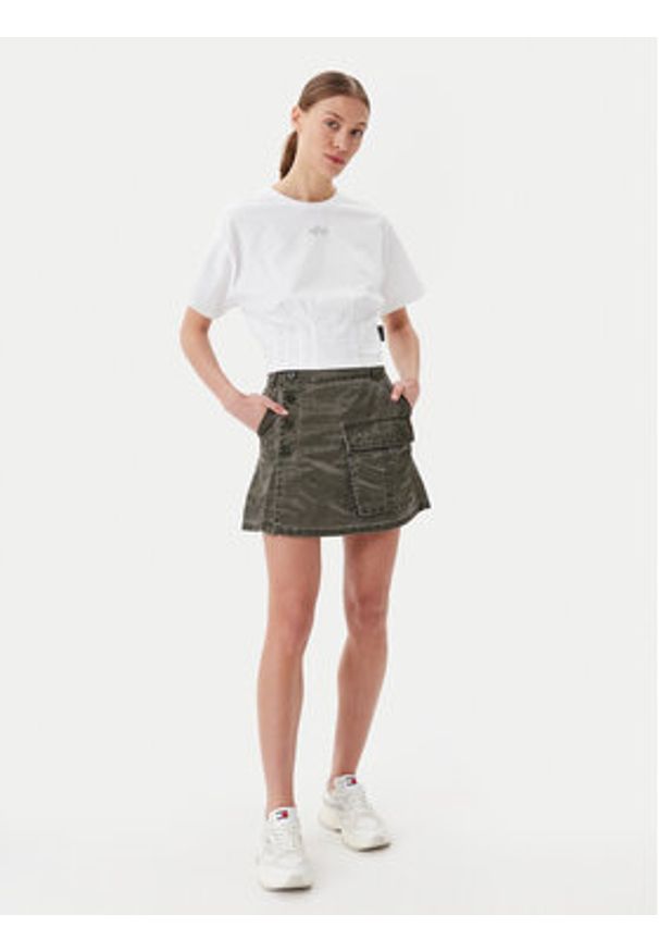 Alpha Industries T-Shirt Waisted 148070 Biały Regular Fit. Kolor: biały. Materiał: bawełna