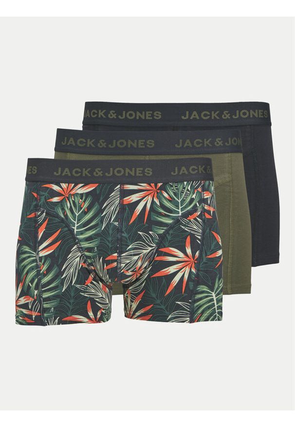 Jack & Jones - Jack&Jones Komplet 3 par bokserek Loui 12267052 Zielony. Kolor: zielony. Materiał: bawełna