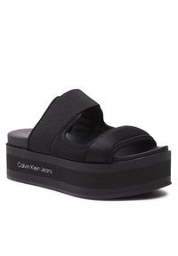 Calvin Klein Jeans Klapki Flatporm Sandal Webb YW0YW01074 Czarny. Kolor: czarny. Materiał: materiał #5