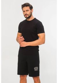 Emporio Armani - EMPORIO ARMANI Czarne męskie bawełniane szorty z wyszywanym logo, Rozmiar XL. Kolor: czarny. Materiał: bawełna #4