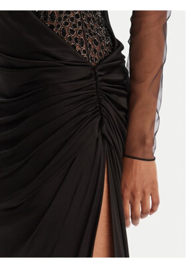 Elisabetta Franchi Sukienka wieczorowa AB-R22-57E2-V890 Czarny Slim Fit. Kolor: czarny. Materiał: wiskoza. Styl: wizytowy