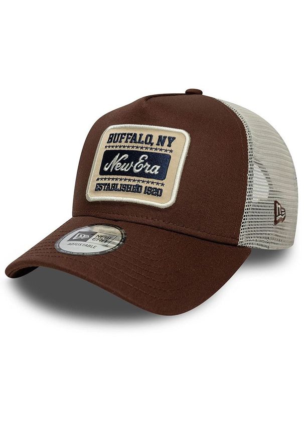 Czapka unisex New Era Patch 9FORTY A-Frame Trucker 60771802 - brązowa. Kolor: brązowy. Materiał: poliester, bawełna, materiał