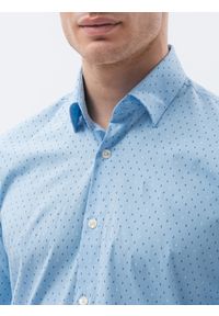 Ombre Clothing - Koszula męska elegancka z długim rękawem - błękitna K603 - XL. Okazja: na co dzień. Kolor: niebieski. Materiał: bawełna, poliester. Długość rękawa: długi rękaw. Długość: długie. Styl: elegancki #2