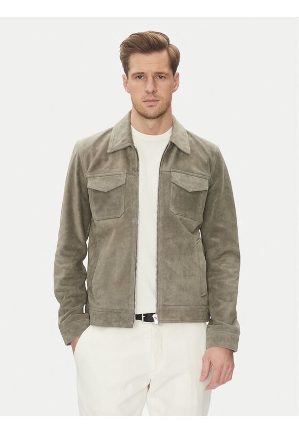 Serge Pariente Kurtka skórzana Cred Szary Regular Fit. Kolor: szary. Materiał: skóra
