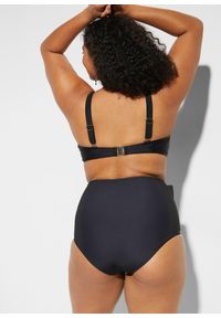 bonprix - Mocno modelujące figi bikini z wysokim stanem i wiązanym paskiem. Stan: podwyższony. Kolor: czarny. Materiał: materiał