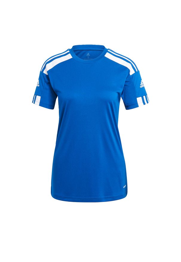 Adidas - Koszulka damska adidas Squadra 21. Kolor: biały, niebieski, wielokolorowy. Materiał: jersey. Sport: piłka nożna
