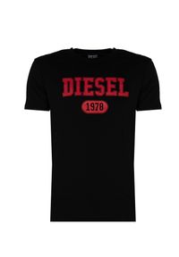 Diesel T-Shirt "Diegor" | A03824-0GRAI | Mężczyzna | Czarny. Okazja: na co dzień. Kolor: czarny. Materiał: bawełna. Długość: długie. Wzór: jednolity, aplikacja, nadruk. Styl: casual, elegancki