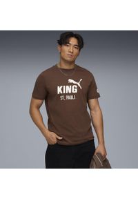 Puma - Męska koszulka FC St. Pauli KING z logo PUMA Espresso Brown White. Kolor: brązowy, biały, wielokolorowy. Sport: piłka nożna