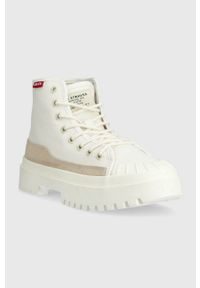 Levi's® - Levi's trampki Patton S damskie kolor biały. Okazja: na spotkanie biznesowe. Nosek buta: okrągły. Zapięcie: sznurówki. Kolor: biały. Materiał: materiał, włókno, guma. Obcas: na platformie. Styl: biznesowy #3
