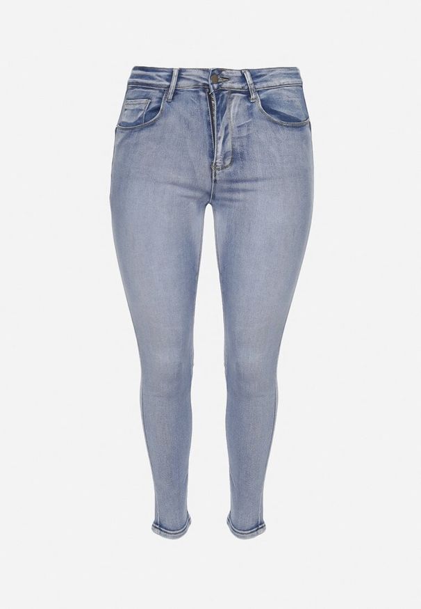 Born2be - Jasnoniebieskie Jeansy o Klasycznym Fasonie Skinny Nellavera. Kolekcja: plus size. Kolor: niebieski. Wzór: aplikacja. Styl: klasyczny