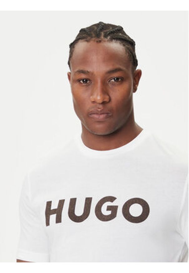 Hugo - HUGO T-Shirt Dulivio 50542737 Biały Regular Fit. Kolor: biały. Materiał: bawełna