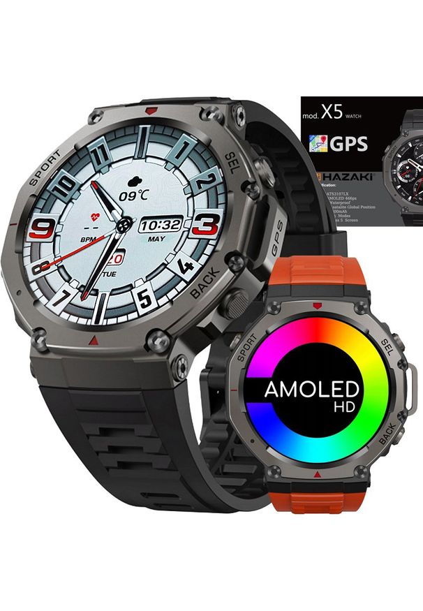 Smartwatch Hazaki ZEGAREK SMARTWATCH X5 AMOLED GPS WR50m 5BAR GORILLA GLASS 5 BT 5.4. Rodzaj zegarka: smartwatch