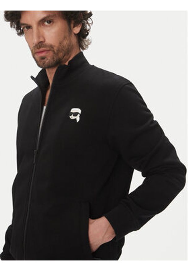 Karl Lagerfeld - KARL LAGERFELD Bluza 705712 500900 Czarny Regular Fit. Typ kołnierza: dekolt w karo. Kolor: czarny. Materiał: bawełna