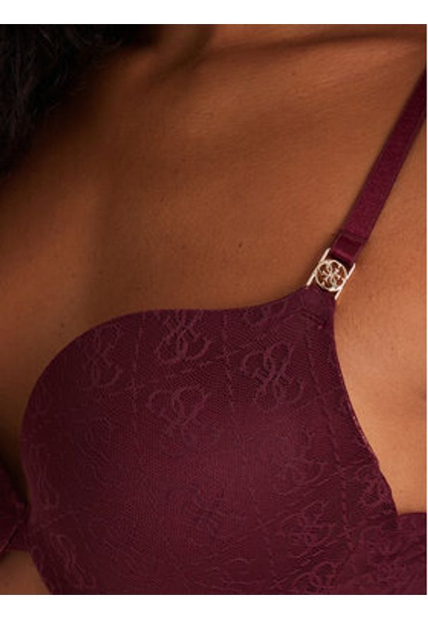 Guess Biustonosz push-up O5RC12 KCLB0 Bordowy. Kolor: czerwony. Materiał: syntetyk. Rodzaj stanika: push-up