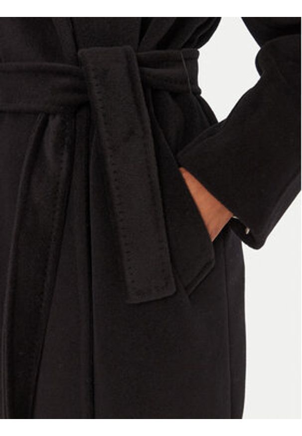 Marella Płaszcz wełniany English 2523016142 Czarny Regular Fit. Kolor: czarny. Materiał: wełna
