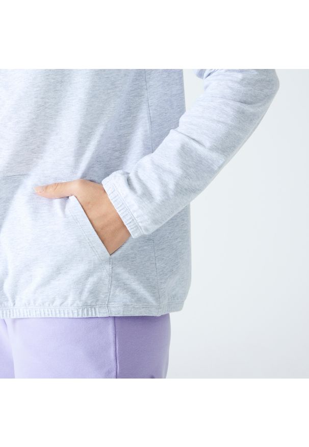 DOMYOS - Bluza na zamek damska Domyos Gym & Pilates 100. Kolor: szary. Materiał: elastan, bawełna, materiał. Sport: joga i pilates