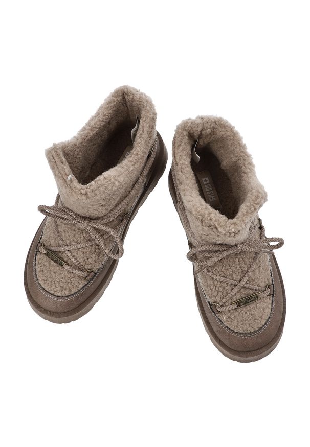 Big-Star - Brązowe Śniegowce Big Star Ocieplane Obuwie Damskie. Zapięcie: sznurówki. Kolor: brązowy. Materiał: materiał. Szerokość cholewki: normalna. Sezon: zima