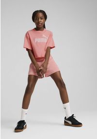 Puma - Młodzieżowa koszulka ESS z logo No. 1 o krótkiej długości PUMA Pink Fruit. Kolor: różowy. Materiał: prążkowany. Długość: krótkie