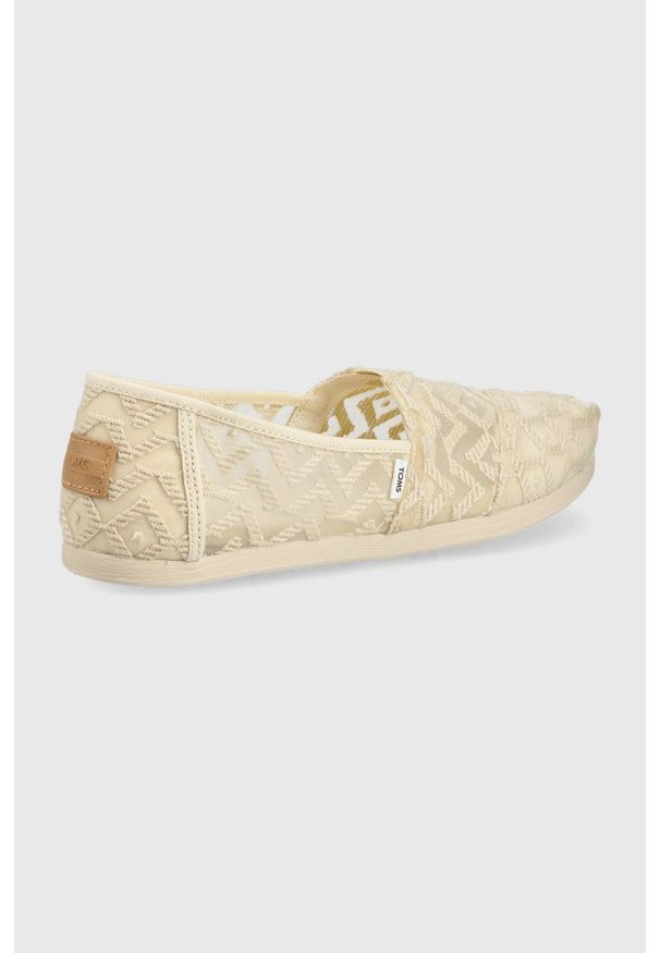 Toms espadryle Alpargata kolor beżowy. Nosek buta: okrągły. Kolor: beżowy. Materiał: guma, materiał. Wzór: gładki