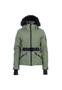 PEAK MOUNTAIN - Damska kurtka wodoodporna Peak Mountain Alcone. Kolor: zielony. Sezon: zima. Sport: narciarstwo #1