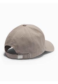 Ombre Clothing - Męska czapka bejsbolówka z logo – popielata V4. Kolor: szary. Materiał: tkanina, bawełna. Wzór: ze splotem, nadruk. Styl: klasyczny, casual #4