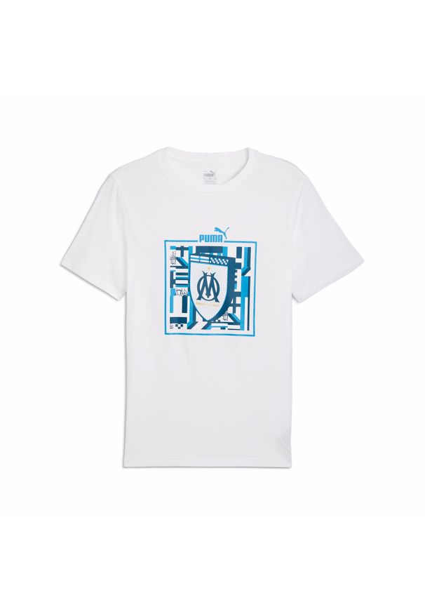 Puma - Koszulka OM 2024/25. Kolor: biały, niebieski, wielokolorowy. Sport: piłka nożna