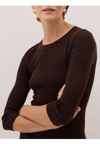 Reserved - Wełniana bluzka z dodatkiem jedwabiu - ciemnobrązowy. Kolor: brązowy. Materiał: wełna, jedwab #1