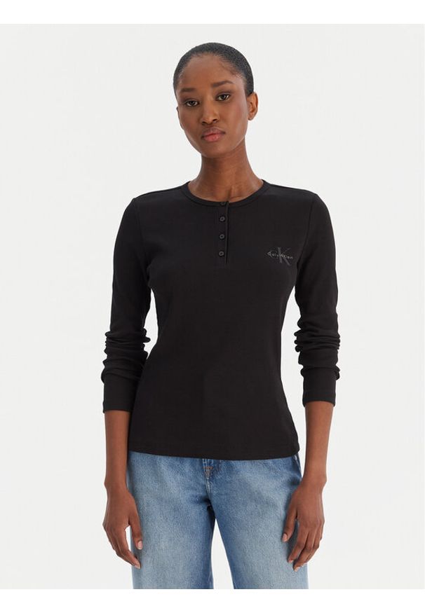 Calvin Klein Jeans Bluzka LV047E201G Czarny Regular Fit. Kolor: czarny. Materiał: bawełna