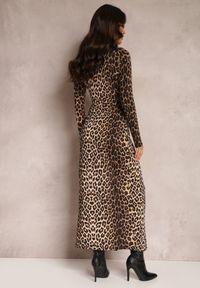 Renee - Czarno-Beżowa Sukienka Agathelle. Kolor: czarny. Wzór: aplikacja. Typ sukienki: kopertowe. Styl: glamour. Długość: maxi #3