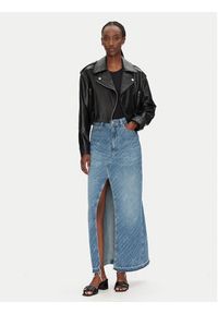 BOSS Spódnica jeansowa 50542445 Niebieski Regular Fit. Kolor: niebieski. Materiał: bawełna