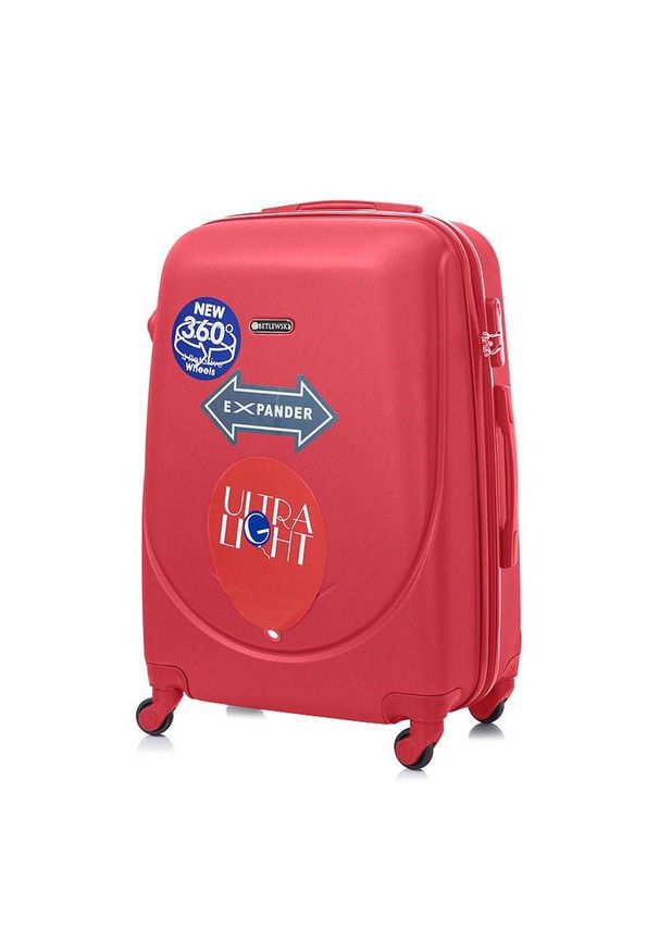 Betlewski - Duża walizka podróżna BETLEWSKI Czerwony BWA-001 L. Kolor: czerwony. Materiał: materiał