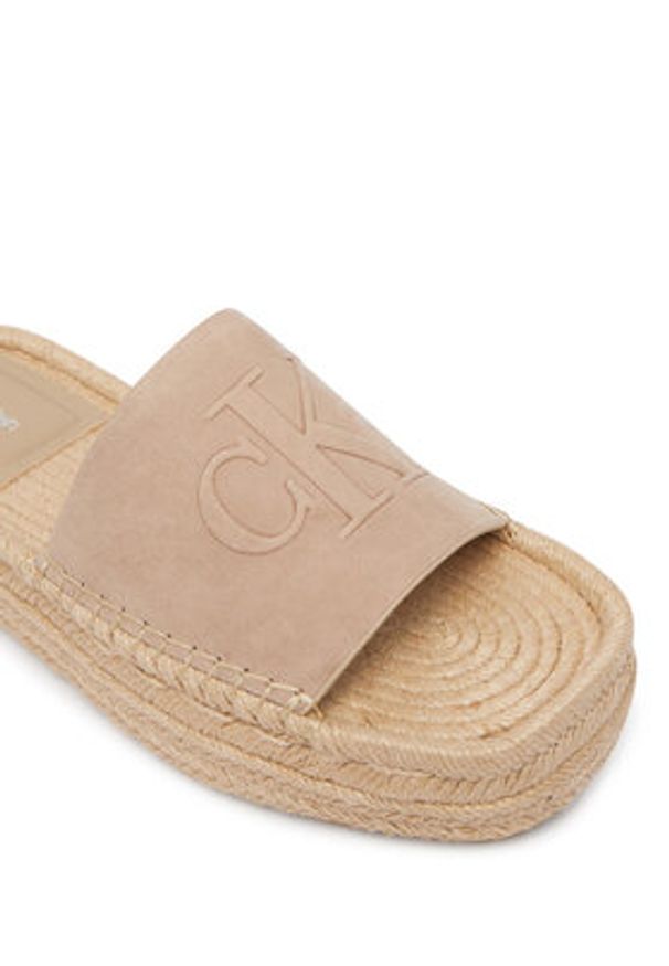 Calvin Klein Espadryle Flatf Espa Mule Nub Mg HW0HW02890 Beżowy. Kolor: beżowy. Materiał: skóra, nubuk