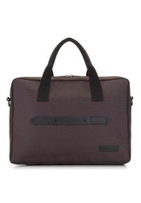 Wittchen - Męska torba na laptopa 15,6” klasyczna brązowo-czarna. Kolor: brązowy, wielokolorowy, czarny. Materiał: poliester. Styl: klasyczny #1
