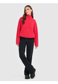 4f - 4F Polar regular bez kaptura damski - czerwony M. Typ kołnierza: bez kaptura. Kolor: czerwony. Materiał: polar. Długość rękawa: raglanowy rękaw #2